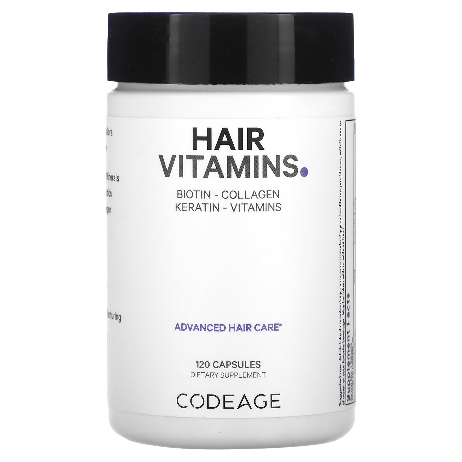 Codeage, Hair Vitamins, 120 capsules UPC 853919008496 | HiLife Vitamins